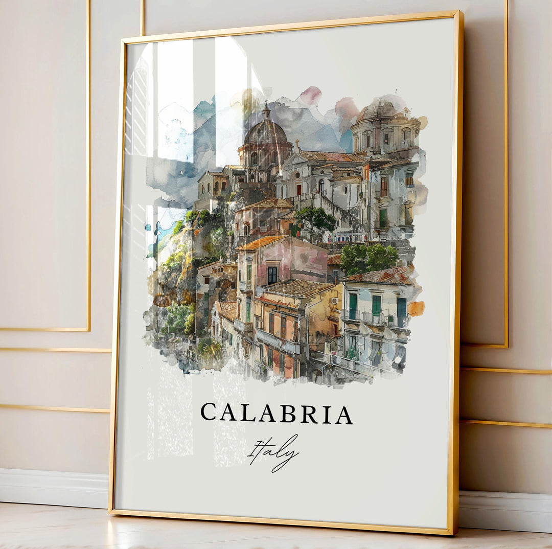 Calabria Italy Wall Art, Calabria Print, Calabria Watercolor Art, Calabria Italia Gift, Travel Poster, Housewarming Gift