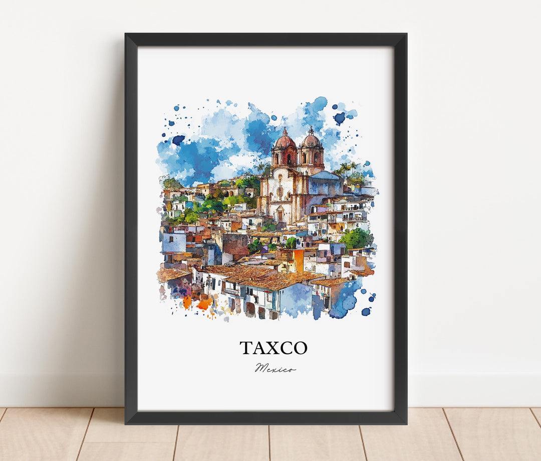 Taxco Mexico Wall Art, Guerrero State Print, Mexico Watercolor Art, Taxco MX Gift, Travel Print, Travel Poster, Housewarming Gift