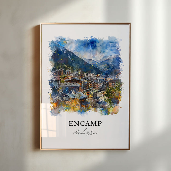 Encamp Andorra Wall Art, Encamp Print, Encamp Watercolor, Encamp Andorra Gift,