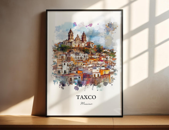 Taxco Mexico Wall Art, Guerrero State Print, Mexico Watercolor Art, Taxco Mexico Gift, Travel Print, Travel Poster, Housewarming Gift