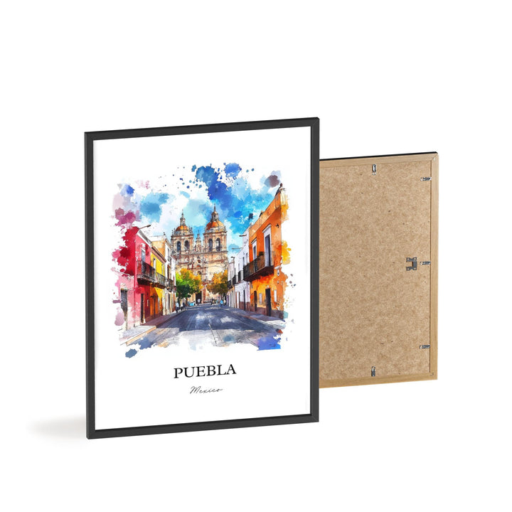 Puebla MX Wall Art, Puebla Mexico Print, Mexico Watercolor Art, Puebla Mexico Gift, Travel Print, Travel Poster, Housewarming Gift