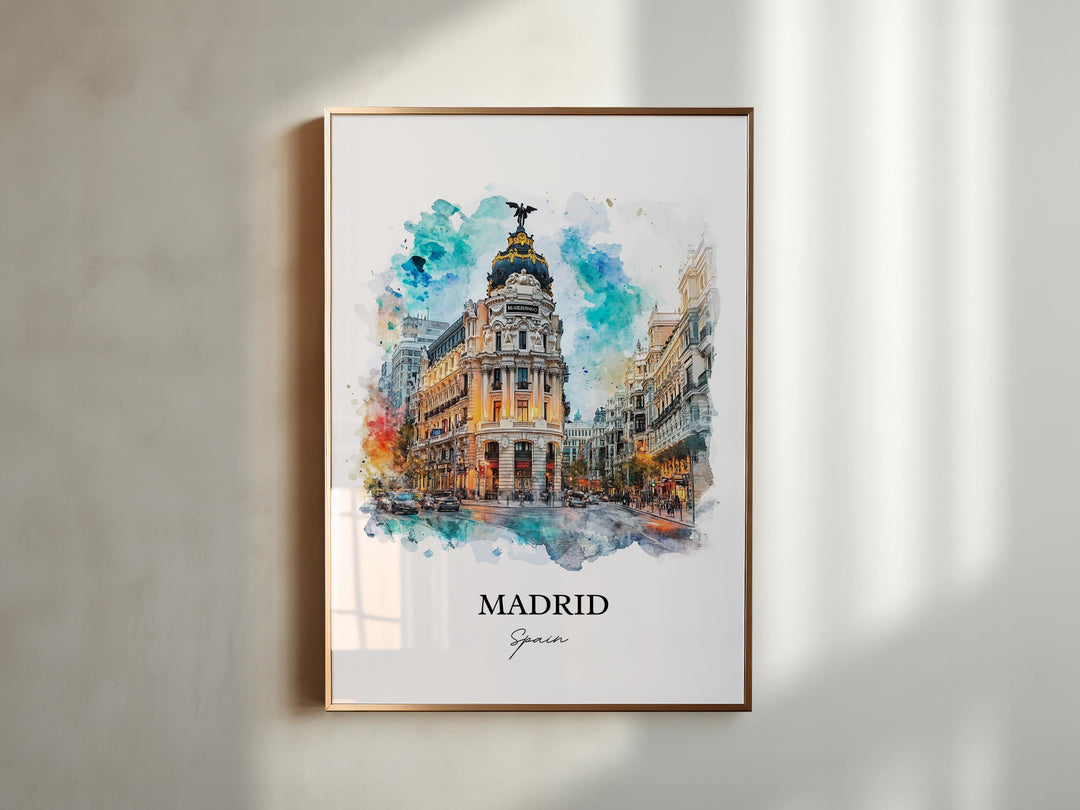 Madrid Wall Art, Puerta del Sol Madrid Print, Madrid Watercolor Art, Madrid Spain Gift, Travel Print, Travel Poster, Housewarming Gift