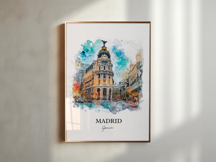 Madrid Wall Art, Puerta del Sol Madrid Print, Madrid Watercolor Art, Madrid Spain Gift, Travel Print, Travel Poster, Housewarming Gift