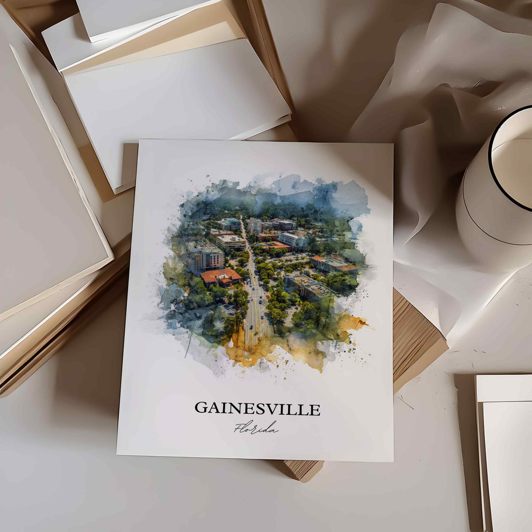 Gainesville, Florida – Watercolor Art Print