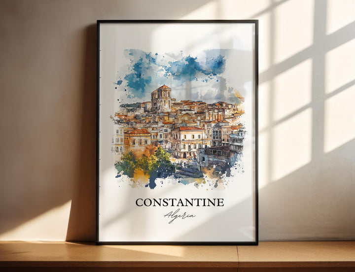 Constantine Algeria Wall Art, Kasantina Print, Algeria Watercolor, Constantine Algeria Gift, Travel Print, Travel Poster, Housewarming Gift