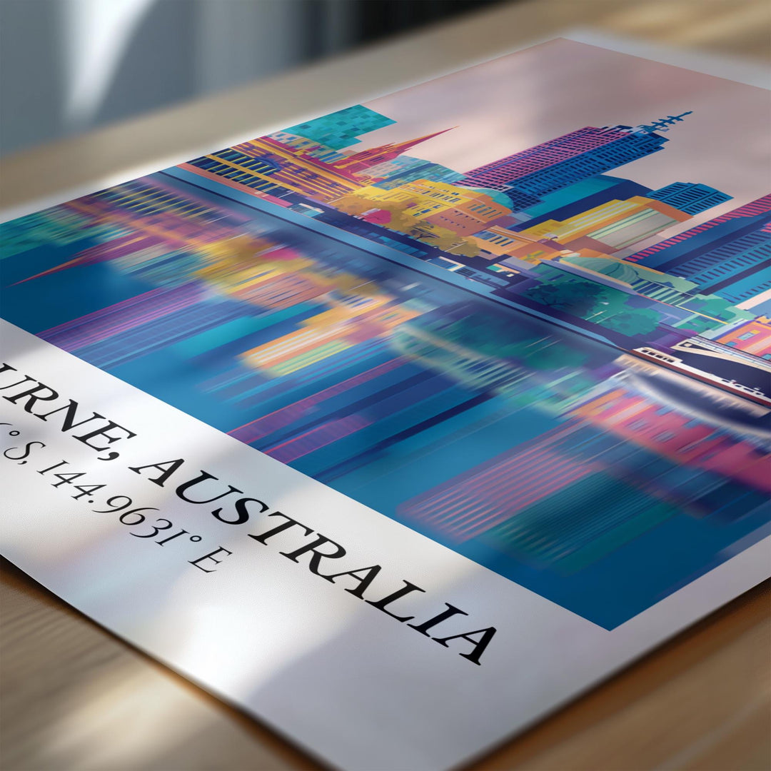 Melbourne Art, Melbourne Retro Travel Art, Melbourne Home Decor, Melbourne Gift, Australia Travel Art, Travel Prints, Housewarming Gift
