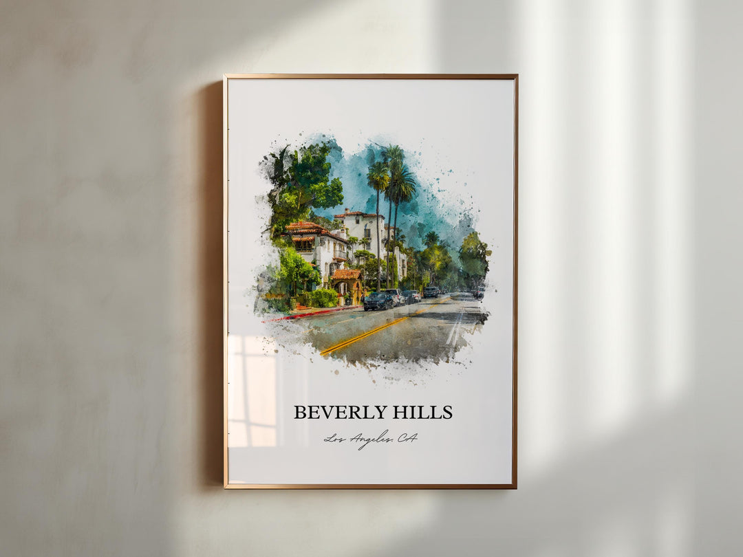 Beverly Hills, California – Watercolor Art Print