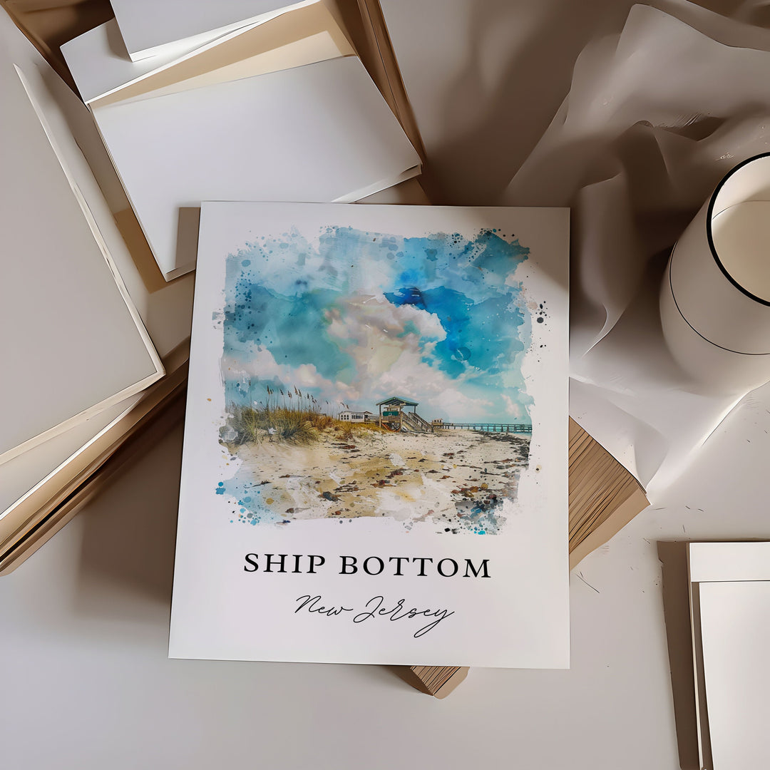 Ship Bottom LBI Art, Ship Bottom Print, LBI Watercolor Art, Ship Bottom NJ Gift,