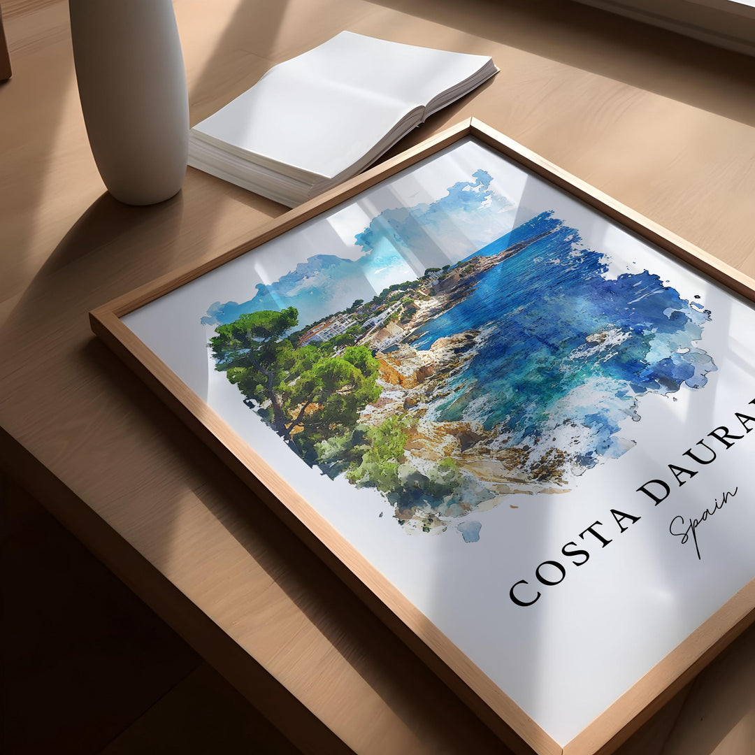 Costa Daurada Wall Art, Costa Daurada Print, Catalonia Watercolor Art, Catalonia Region Gift,