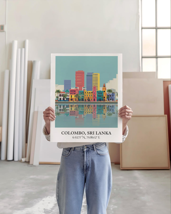 Colombo Art, Colombo Retro Travel Art, Sri Lanka Home Decor, Sri Lanka Gift, Sri Lanka Travel Art, Travel Prints, Housewarming Gift