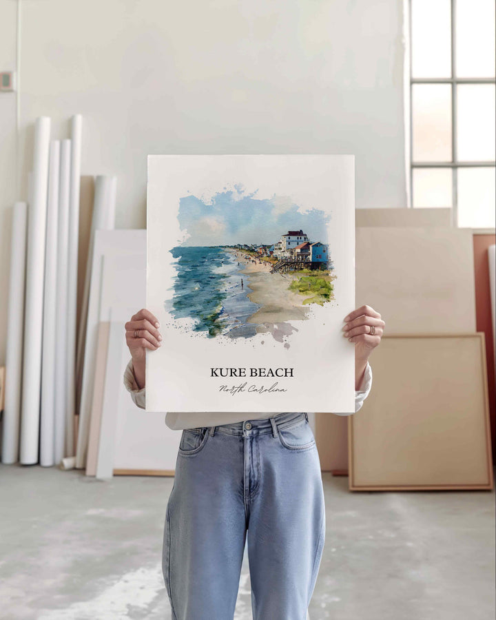 Kure Beach, North Carolina – Watercolor Art Print