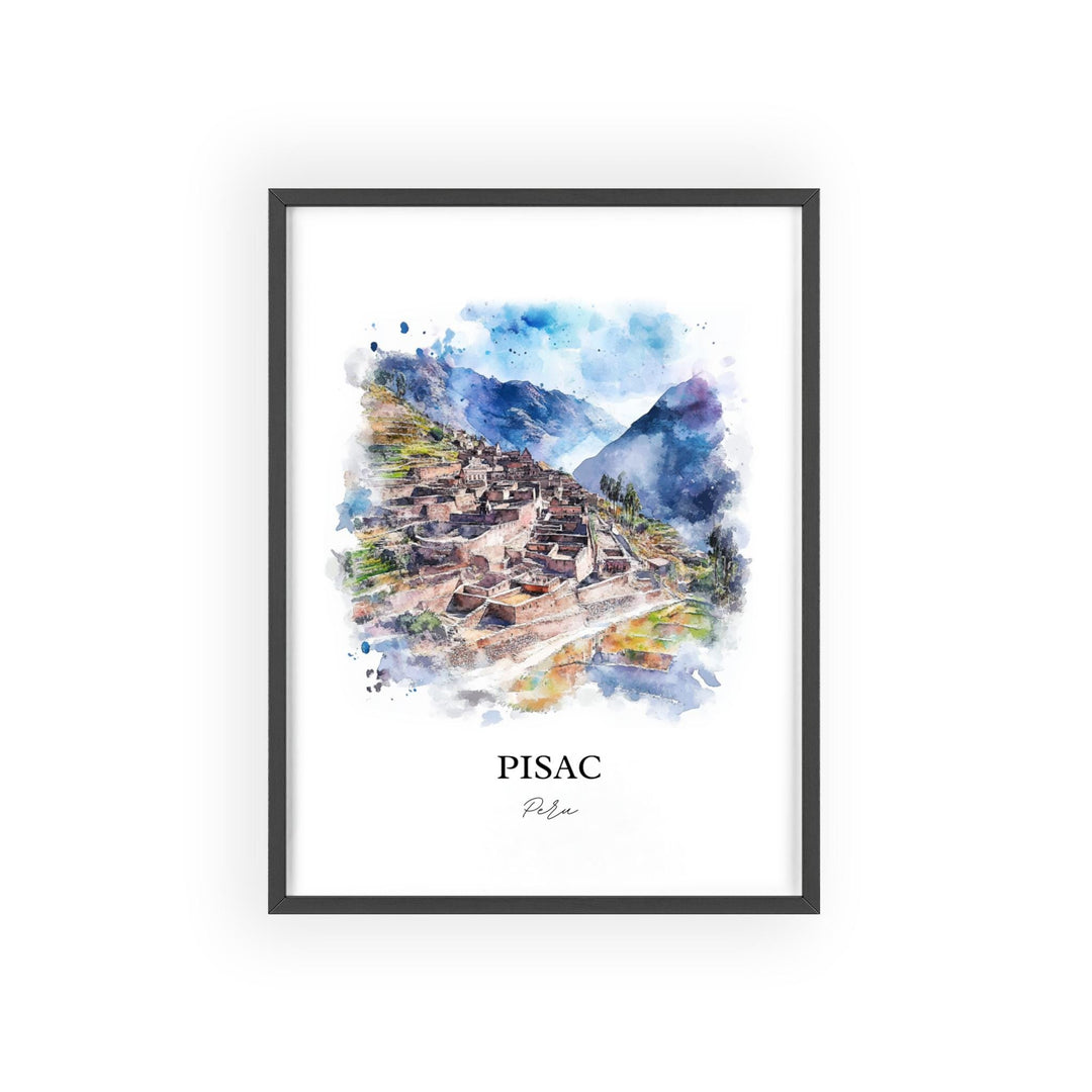 Pisac Peru Wall Art, Sacred Valley Region Peru Print, Peru Watercolor Art, Pisac Peru Gift, Travel Print, Travel Poster, Housewarming Gift