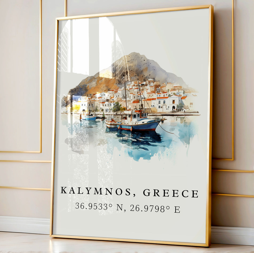 Kalymnos Greece wall art - Greece, Kalymnos poster, Kalymnos Wedding gift, Birthday present, Custom Text, Personalised Gift