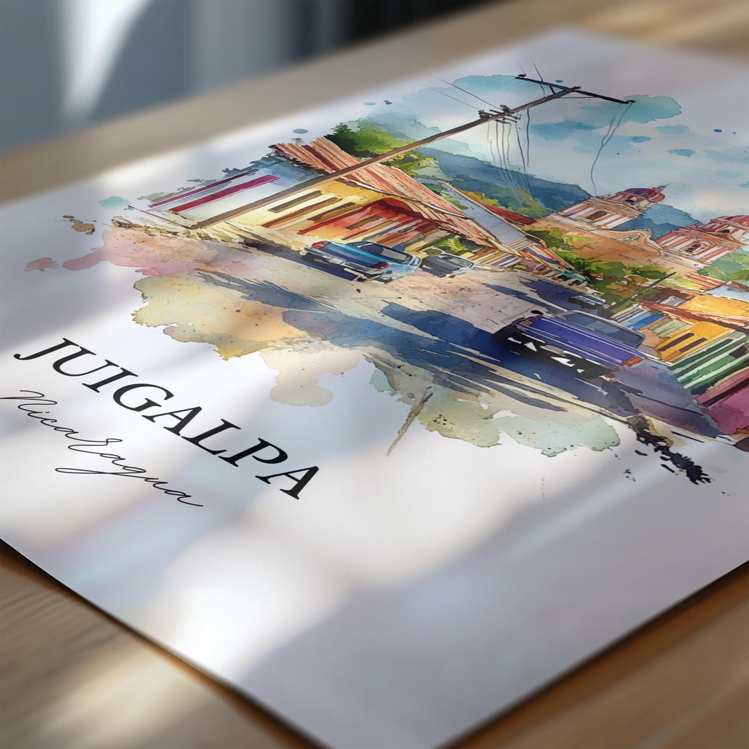 Juigalpa Wall Art, Nicaragua Print, Nicaragua Watercolor Art, Juigalpa Gift, Travel Print, Travel Poster, Housewarming Gift