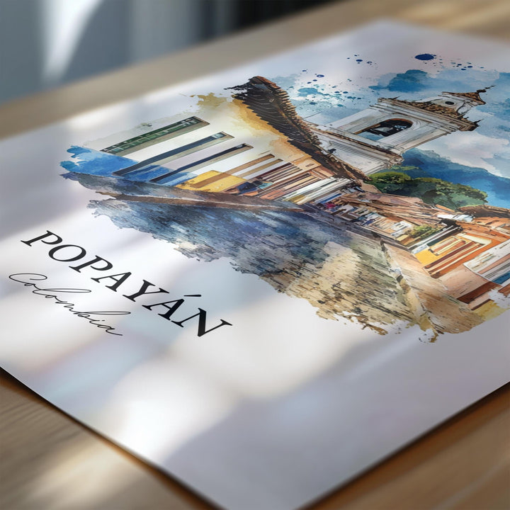 Popayán Wall Art, Bogotá Print, Colombia Watercolor Art, Popayán Colombia Gift, Travel Print, Travel Poster, Housewarming Gift