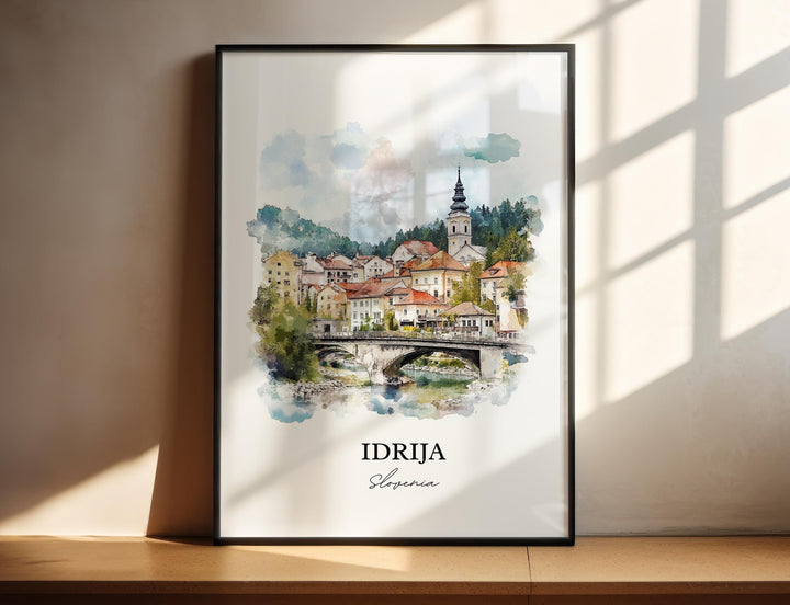 Idrija Wall Art, Slovene Littoral Print, Slovenia Watercolor Art, Idrija Slovenia Gift, Travel Print, Travel Poster, Housewarming Gift