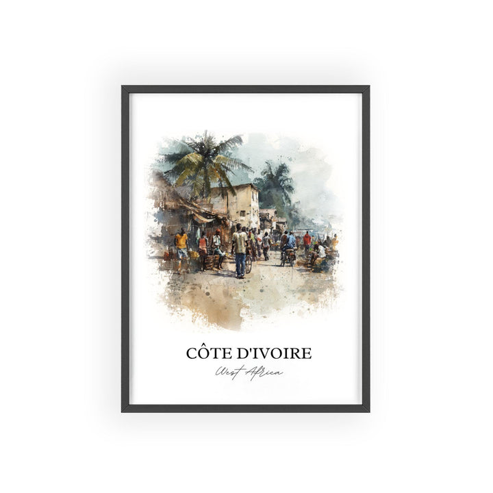 Côte d'Ivoire Wall Art, Côte d'Ivoire Print, Ivory Coast Watercolor Art, Côte d'Ivoire Gift, Travel Print, Travel Poster, Housewarming Gift