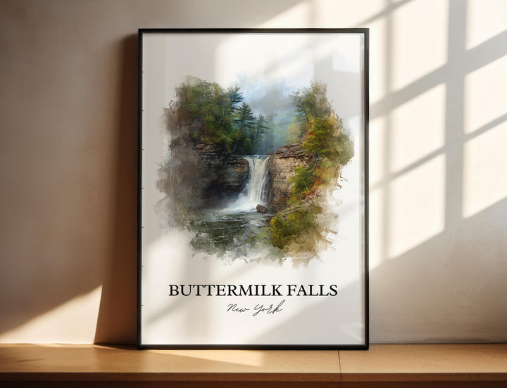 Buttermilk Falls Wall Art, Ithaca NY Print, Tompkins County Artwork, Buttermilk Falls Gift, Travel Print, Travel Poster, Housewarming Gift