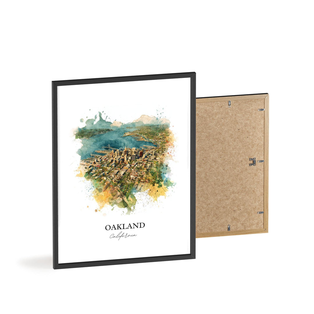 Oakland, California Wall Art, Oakland Print, California Watercolor Art, Bay Area California Gift, Travel Print, Travel Poster, Housewarming Gift