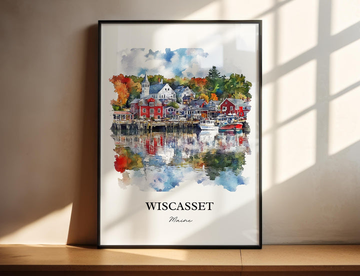 Wiscasset Wall Art, Lincoln County ME Print, Maine Watercolor Art, Wiscasset Maine Gift, Travel Print, Travel Poster, Housewarming Gift