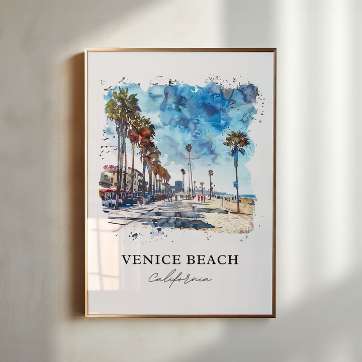 Venice Beach Wall Art, Venice Beach Print, Venice Beach CA Watercolor, Venice Beach Gift,