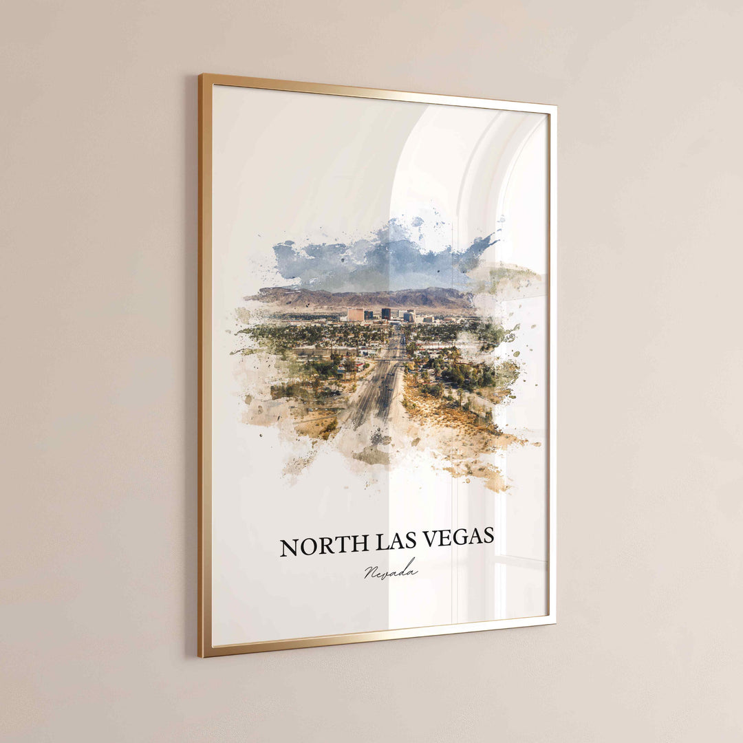 North Las Vegas Wall Art, Las Vegas Print, Nevada Watercolor Art, North Las Vegas Gift, Travel Print, Travel Poster, Housewarming Gift