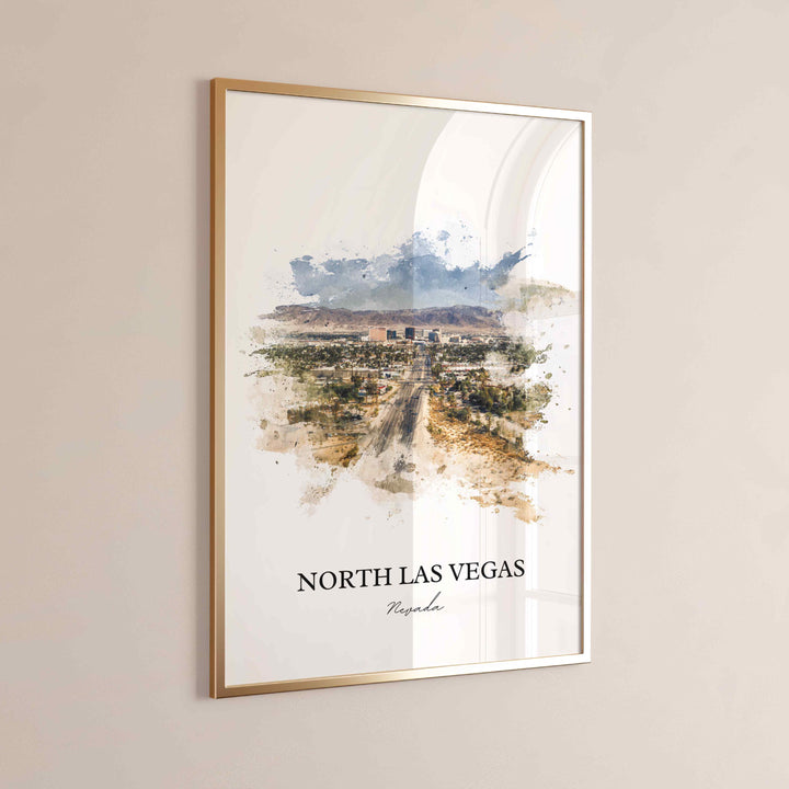 North Las Vegas Wall Art, Las Vegas Print, Nevada Watercolor Art, North Las Vegas Gift, Travel Print, Travel Poster, Housewarming Gift