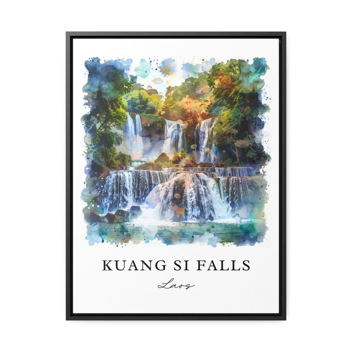 Kuang Si Falls Art, Kuang Si Print, Laos Watercolor, Kuang Xi Laos Gift,