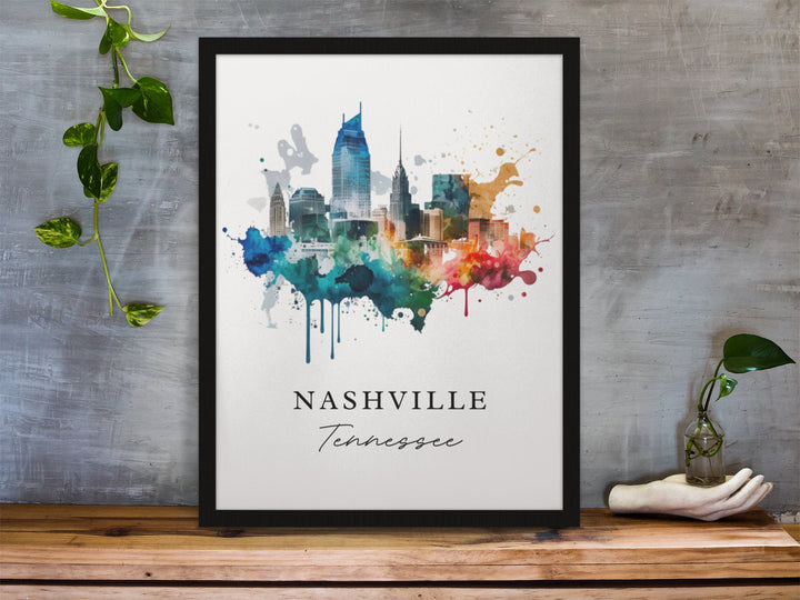 Nashville traditional travel art - Tennessee, Nashville poster, Wedding gift, Birthday present, Custom Text, Personalised Gift