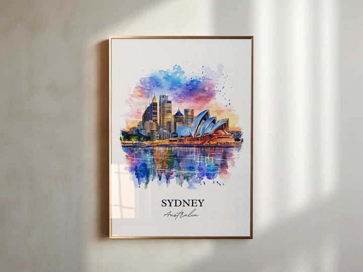 Sydney Wall Art, Sydney Skyline Print, Australia Watercolor Art, Sydney Australia Gift, Travel Print, Travel Poster, Housewarming Gift