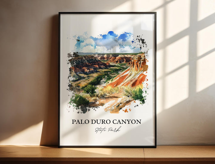 Palo Duro Canyon Wall Art, Amarillo TX Print, Texas Watercolor Art, Palo Duro Canyon Gift, Travel Print, Travel Poster, Housewarming Gift