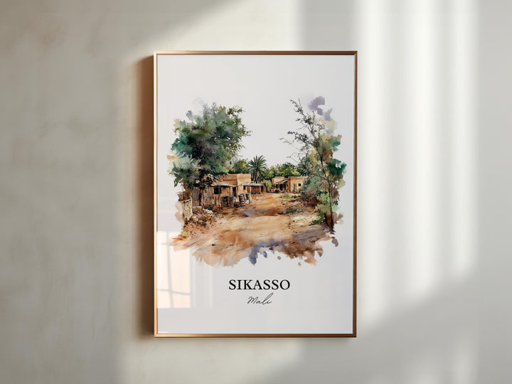 Sikasso Mali Wall Art, Mali Africa Print, Mali Watercolor Art, Sikasso Mali Gift, Travel Print, Travel Poster, Housewarming Gift