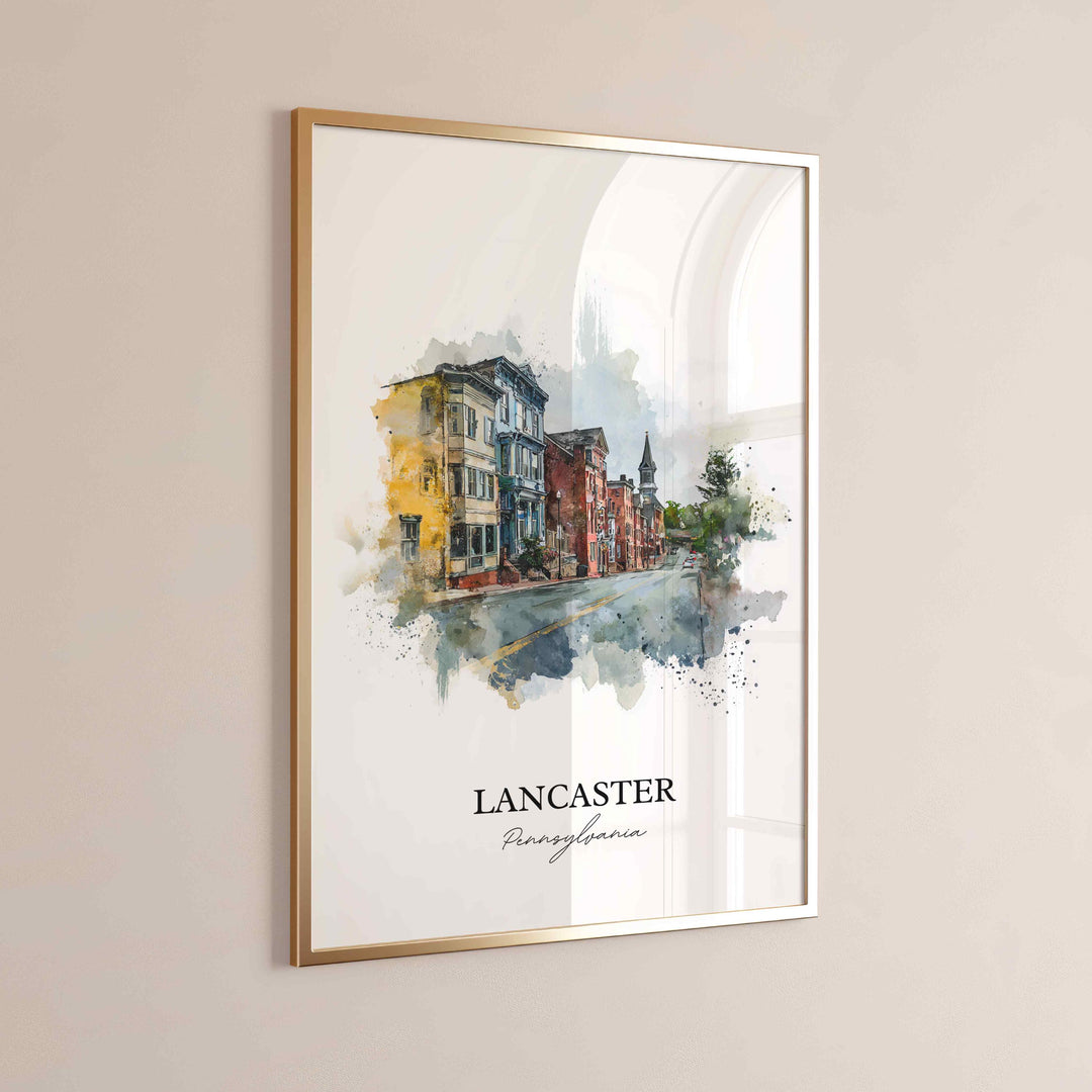 Lancaster PA Wall Art, Lancaster Print, Pennsylvania Watercolor Art, Lancaster County Gift, Travel Print, Travel Poster, Housewarming Gift