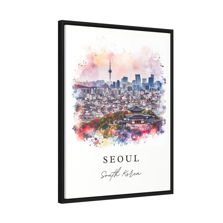 Seoul traditional travel art - South Korea, Seoul print, Wedding gift, Birthday present, Custom Text, Perfect Gift