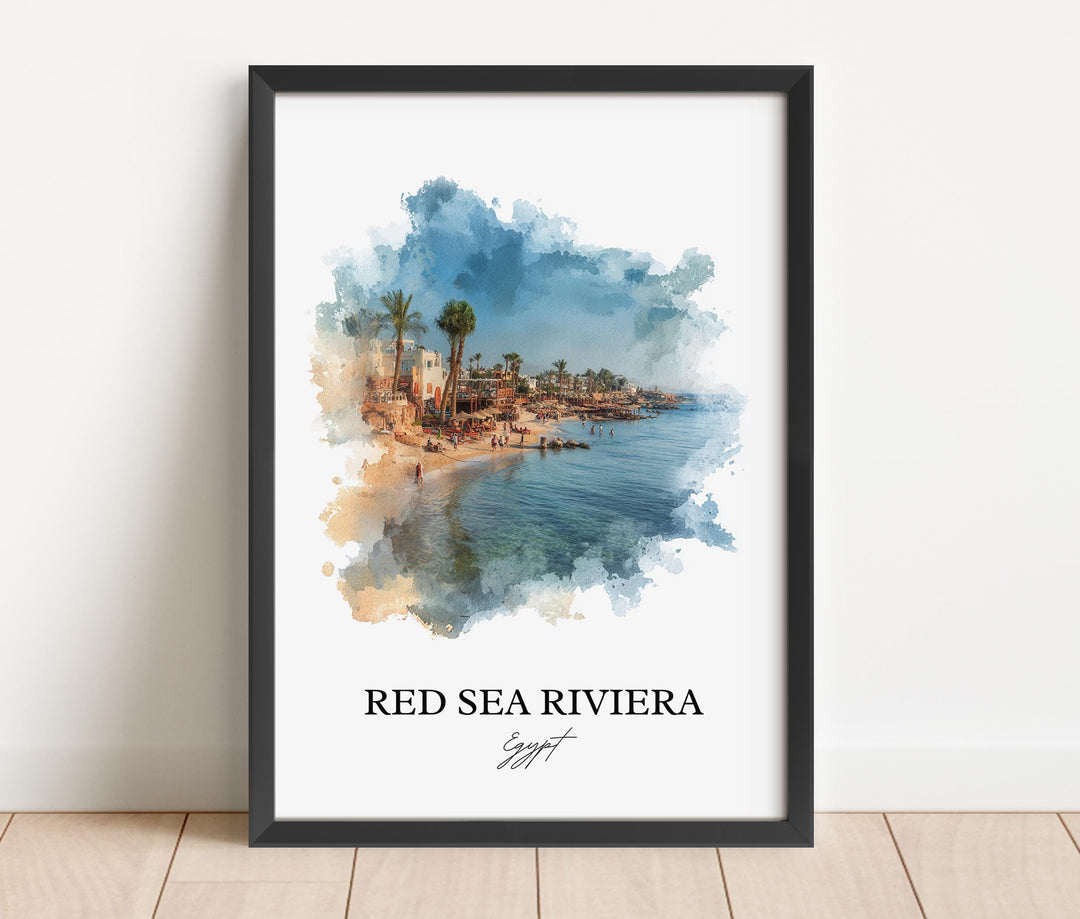 Red Sea Riviera Wall Art, Egypt Print, Egypt Watercolor Art, Red Sea Riviera Gift, Travel Print, Travel Poster, Housewarming Gift
