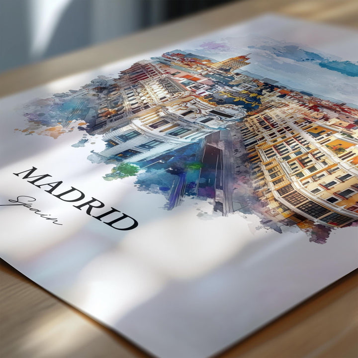 Madrid Wall Art, Madrid Spain Print, Spain Watercolor Art, Madrid Spain Gift, Travel Print, Travel Poster, Housewarming Gift