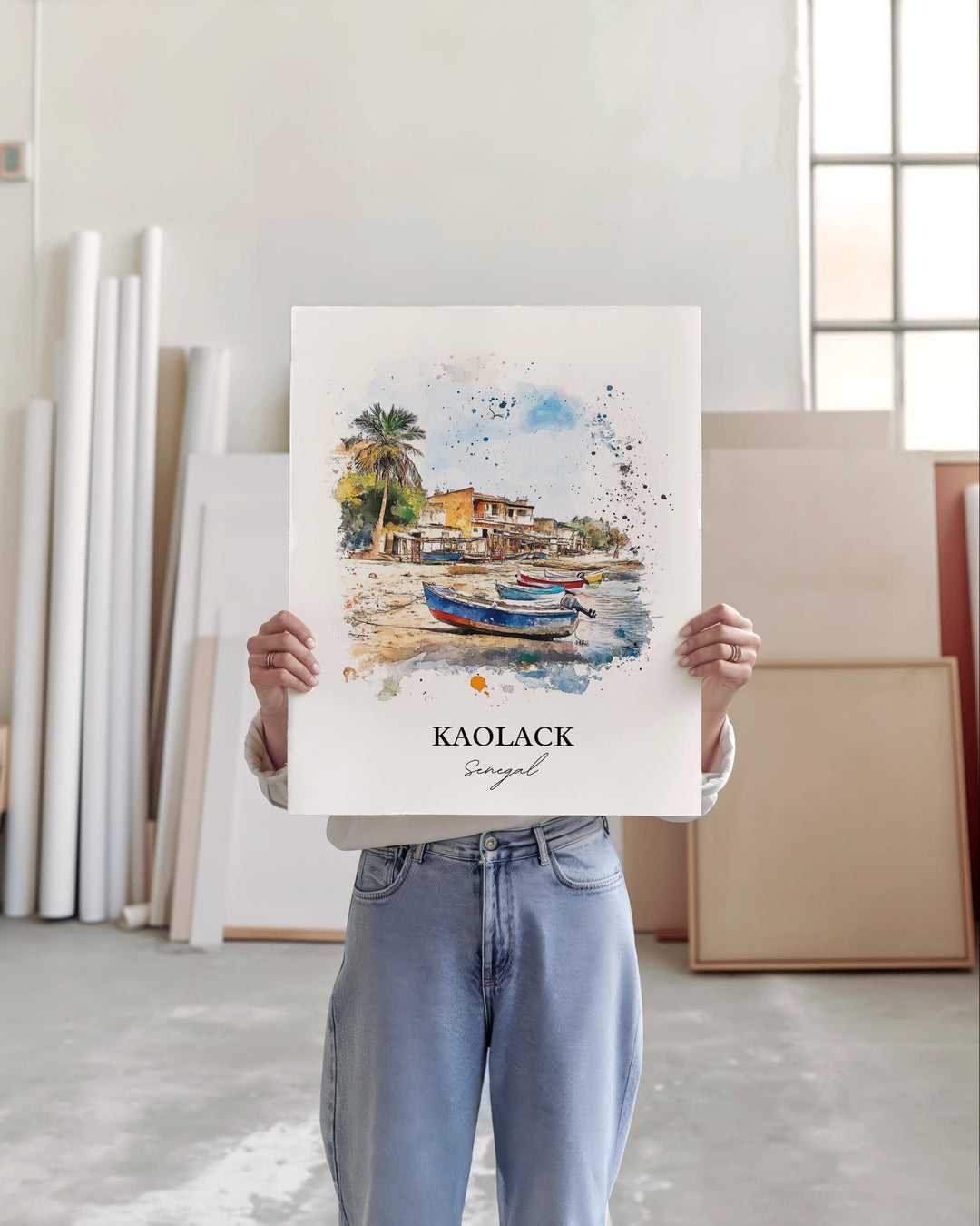 Kaolack Wall Art, Senegal Print, Senegal Watercolor Art, Kaolack Senegal Gift, Travel Print, Travel Poster, Housewarming Gift