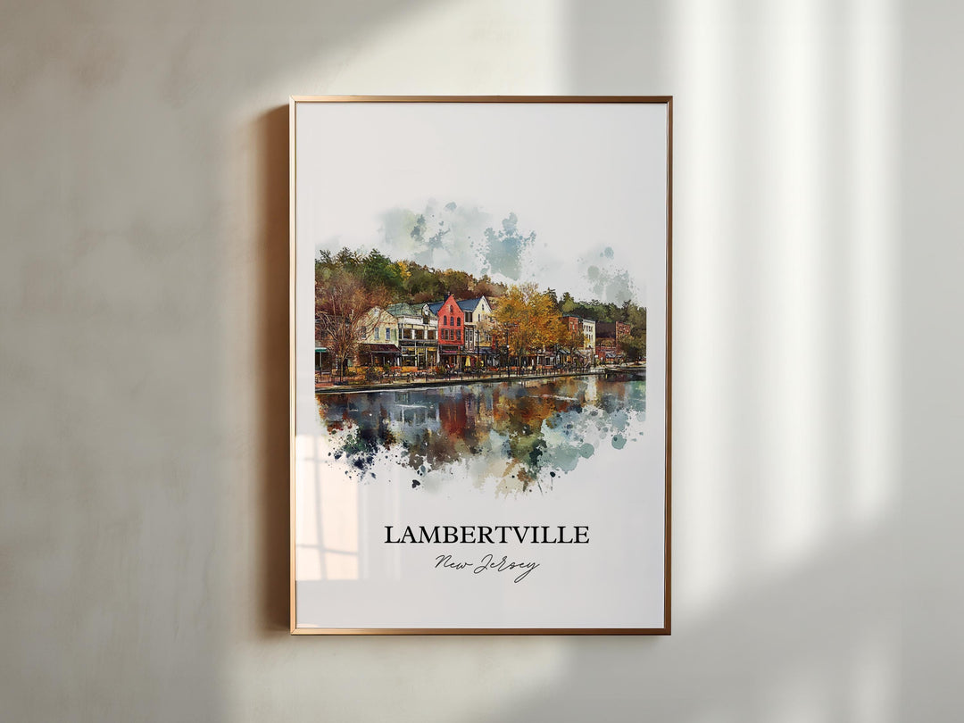 Lambertville NJ Wall Art, Hunterdon County Print, NJ Watercolor Art, Lambertville NJ Gift, Travel Print, Travel Poster, Housewarming Gift