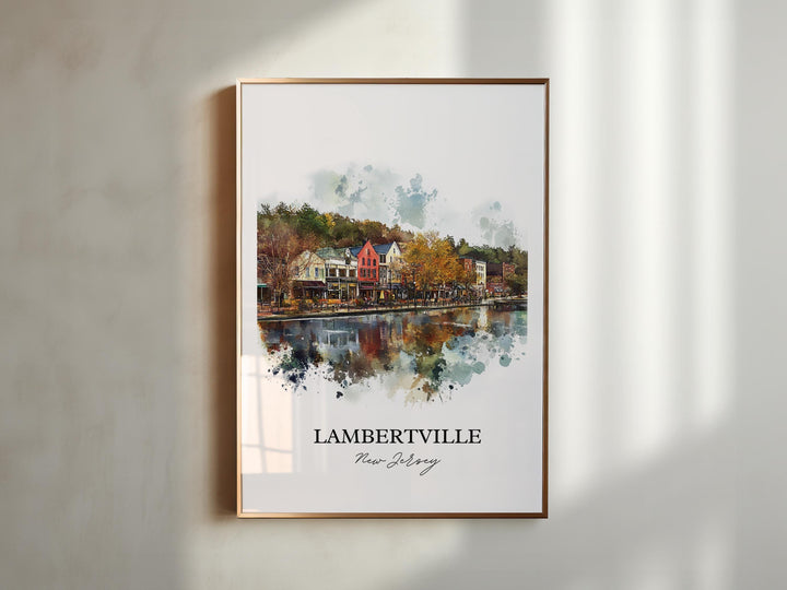 Lambertville NJ Wall Art, Hunterdon County Print, NJ Watercolor Art, Lambertville NJ Gift, Travel Print, Travel Poster, Housewarming Gift