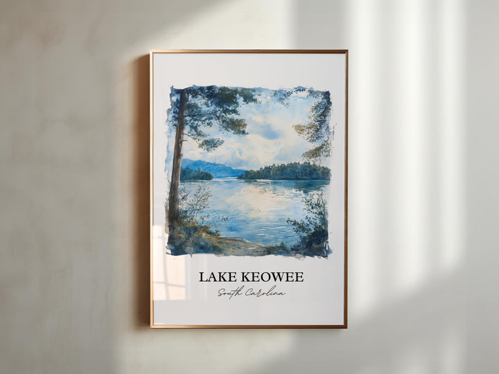 Lake Keowee SC Wall Art, Seneca SC Print, South Carolina Watercolor Art, Lake Keowee Gift, Travel Print, Travel Poster, Housewarming Gift