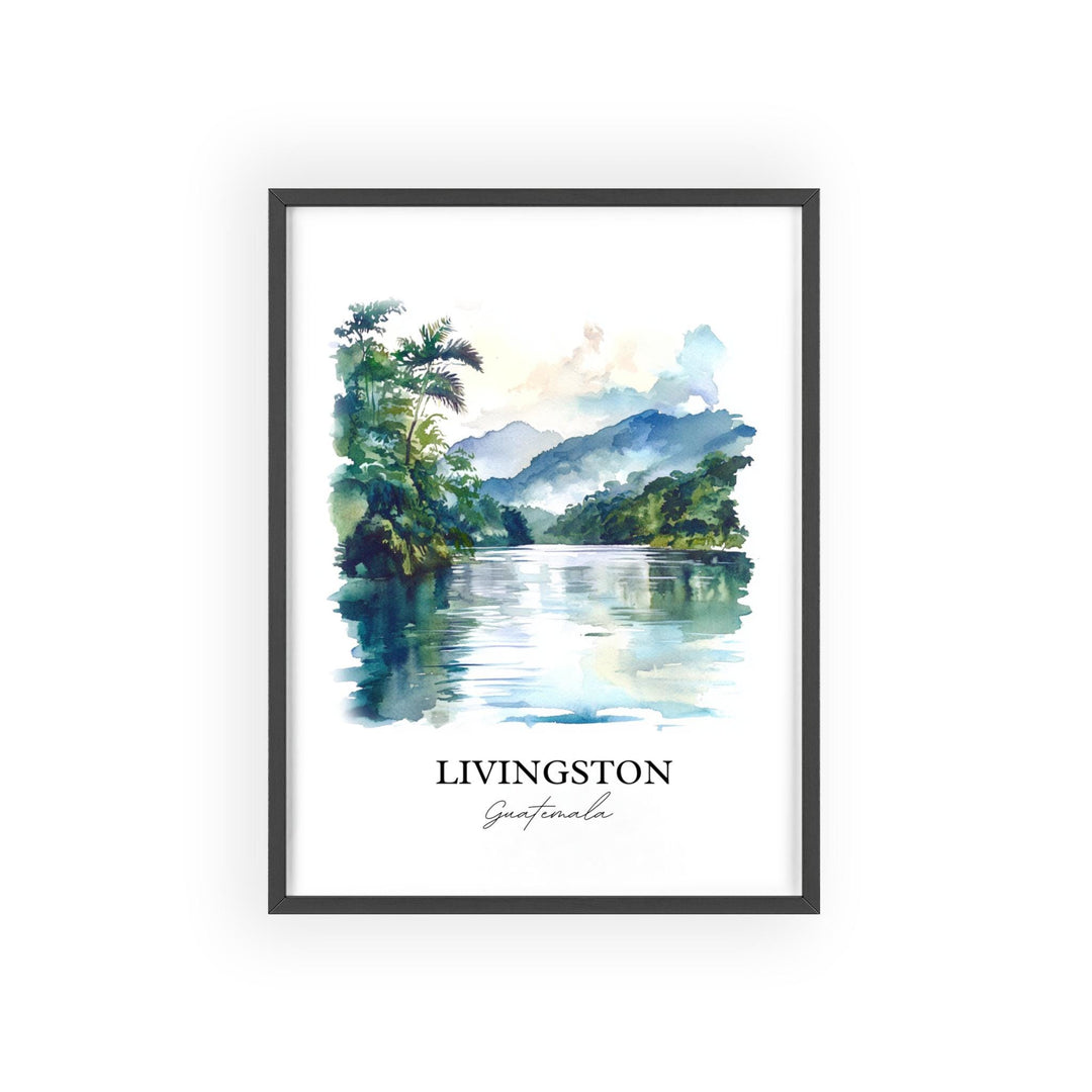 Livingston Guatemala Wall Art, Izabal Print, Guatemala Watercolor Art, Livingston Gift, Travel Print, Travel Poster, Housewarming Gift