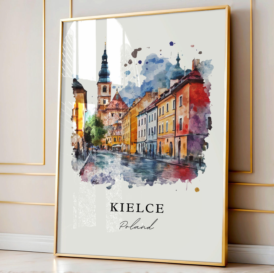 Kielce Poland Wall Art, Kielce Print, Silnica River Watercolor aRT, Swietokrzyskie Gift,