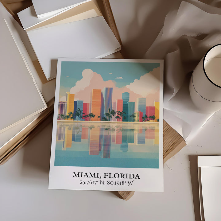 Miami FL Art, Miami Retro Travel Art, South Beach Home Decor, Miami Beach Gift, South Florida Travel Art, Travel Prints, Housewarming Gift