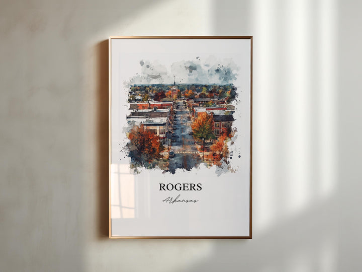 Rogers Arkansas Wall Art, Rogers AR Print, Ozarks Watercolor Art, Benton County Gift, Travel Print, Travel Poster, Housewarming Gift