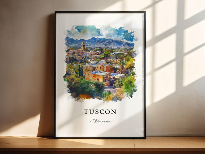 Tuscon AZ Wall Art, Tuscon Print, Tuscon Watercolor Art, Tuscon Arizona Gift,