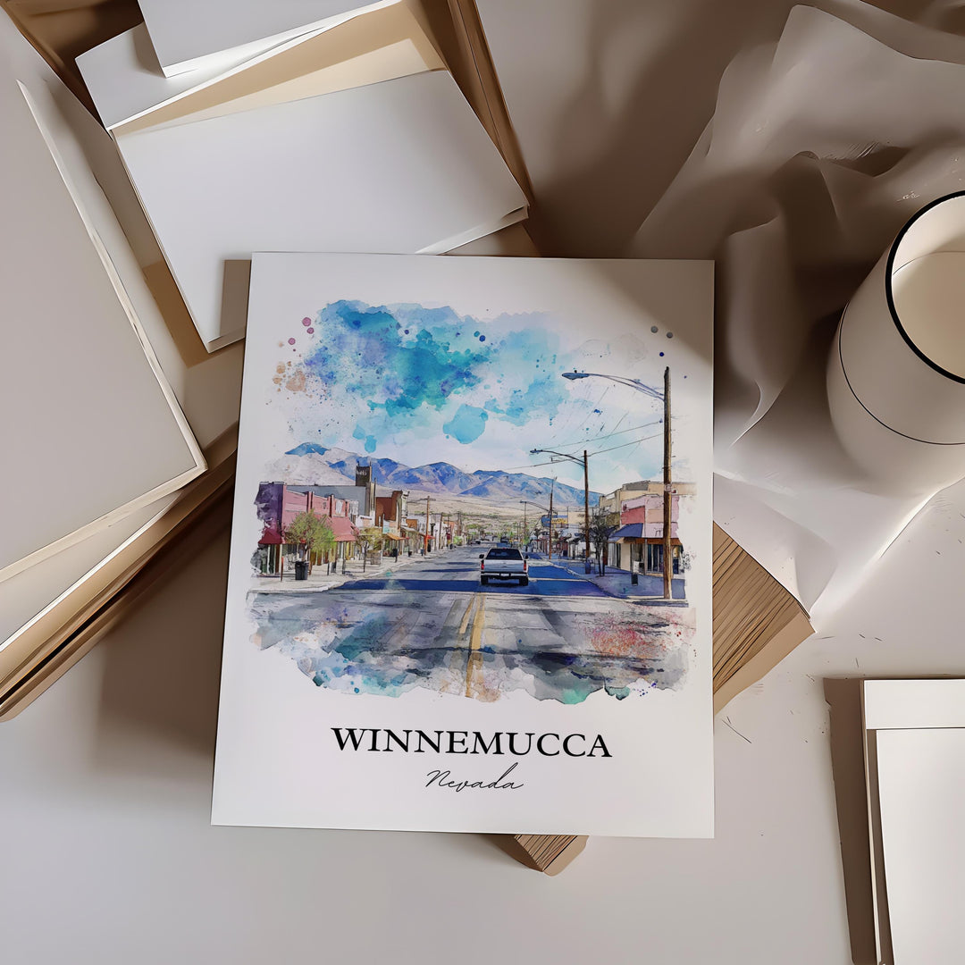 Winnemucca NV Wall Art, Humboldt County NV Print, Nevada Watercolor Art, Winnemucca Gift, Travel Print, Travel Poster, Housewarming Gift