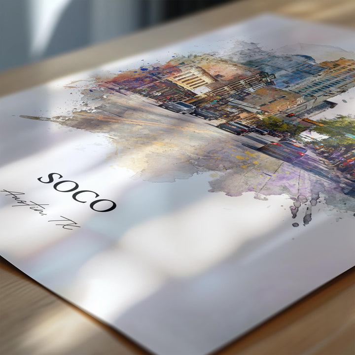 Soco Austin, Texas – Watercolor Art Print