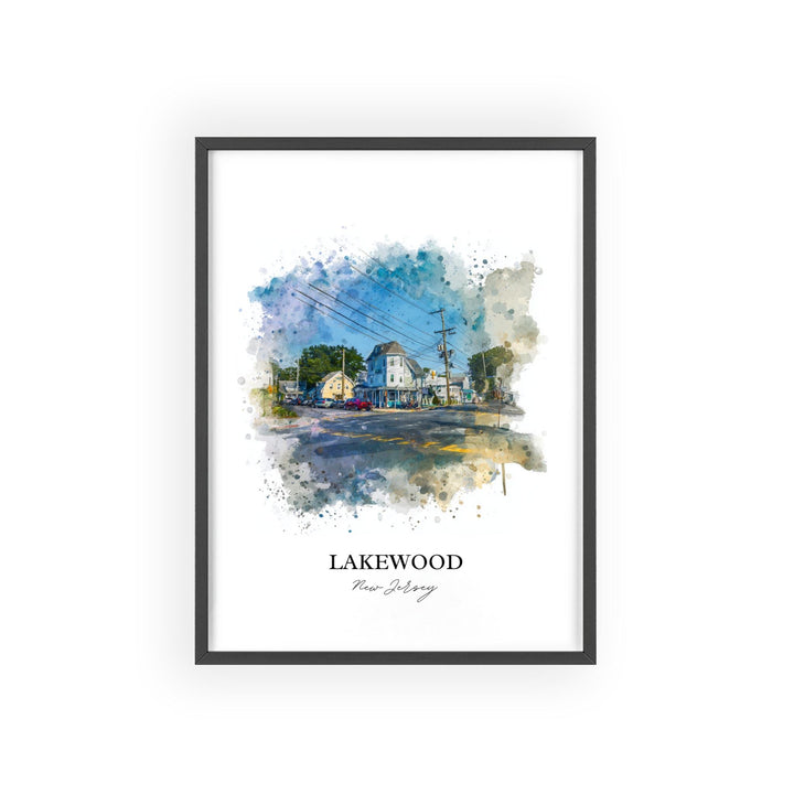 Lakewood NJ Wall Art, Lakewood Print, New Jersey Watercolor Art, Lakewood NJ Gift, Travel Print, Travel Poster, Housewarming Gift