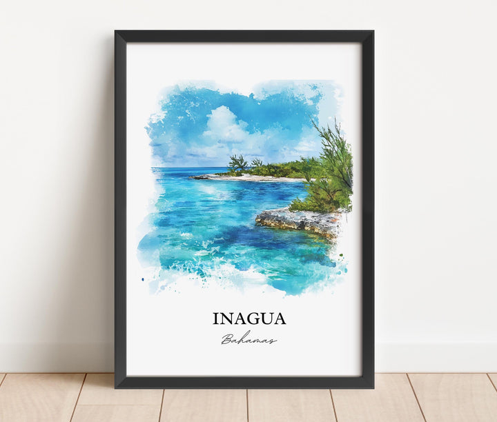 Inagua Bahamas Wall Art, Great Inagua Print, Bahamas Watercolor Art, Inagua Bahamas Gift, Travel Print, Travel Poster, Housewarming Gift