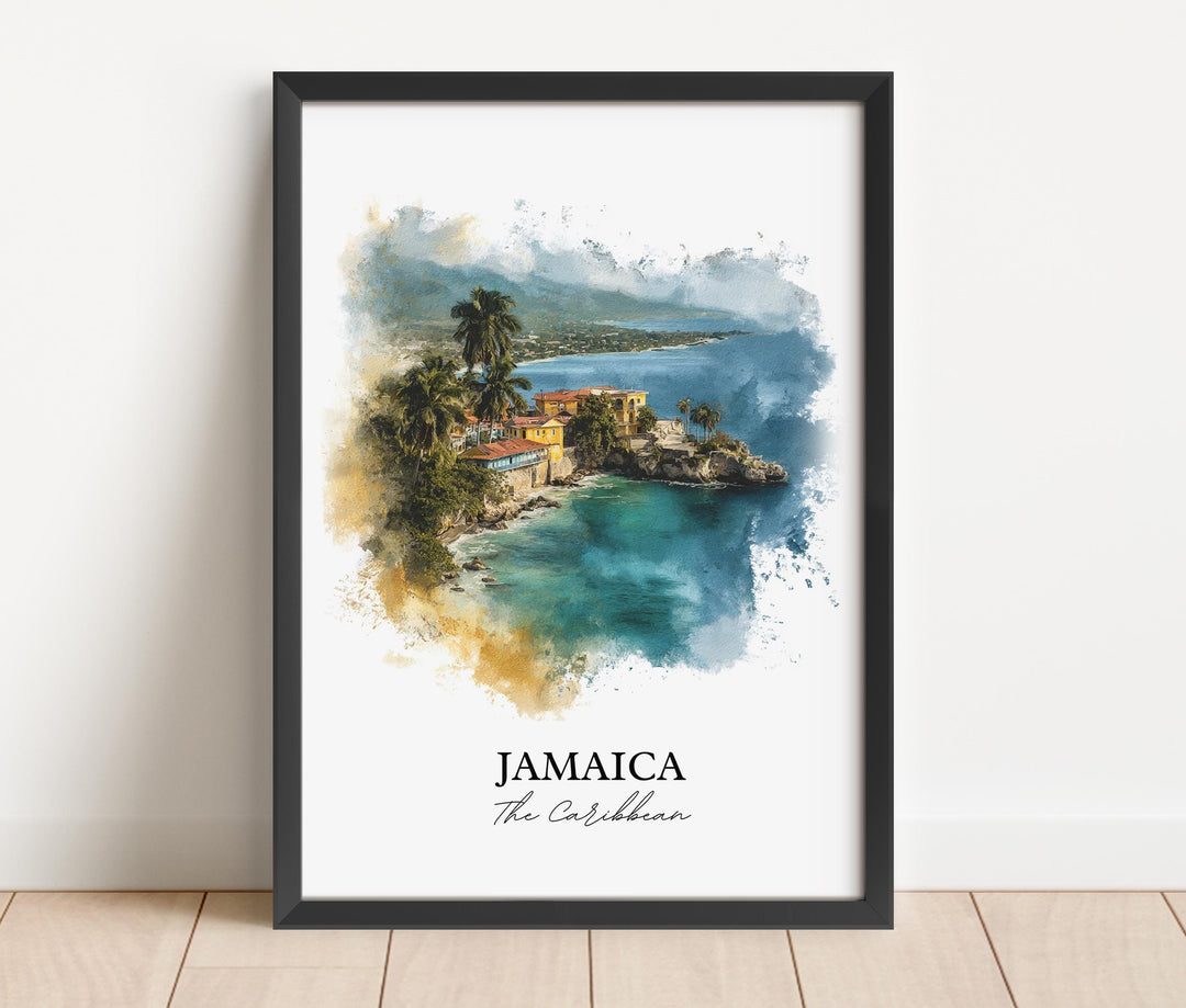 Jamaica Wall Art, Jamaica Print, Caribbean Watercolor Art, Jamaica Gift, Travel Print, Travel Poster, Housewarming Gift